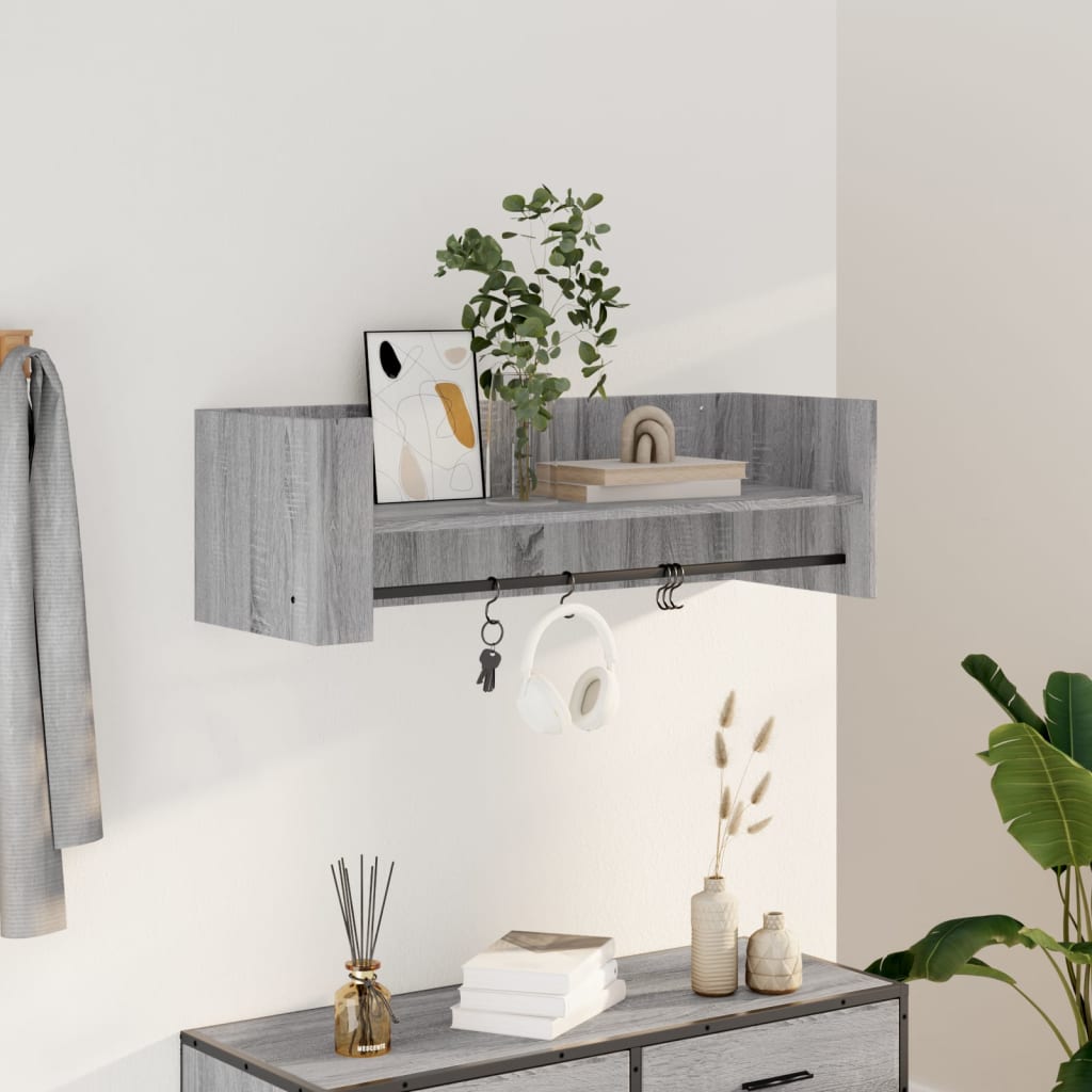 vidaXL Wall Shelf Grey Sonoma 100x35x30.5 cm Engineered Wood