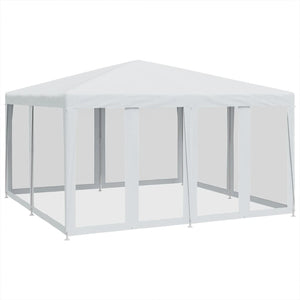 vidaXL Party Tent with 8 Mesh Sidewalls White 4x4 m HDPE