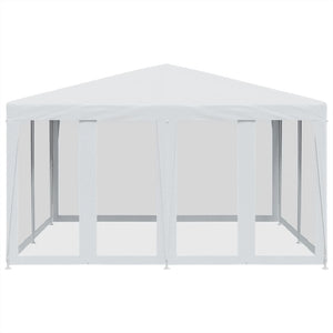 vidaXL Party Tent with 8 Mesh Sidewalls White 4x4 m HDPE