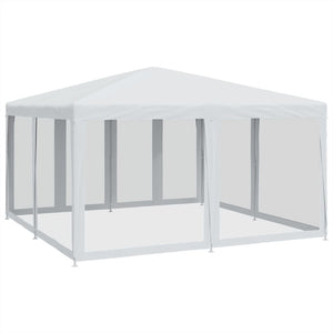 vidaXL Party Tent with 8 Mesh Sidewalls White 4x4 m HDPE