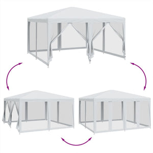 vidaXL Party Tent with 8 Mesh Sidewalls White 4x4 m HDPE