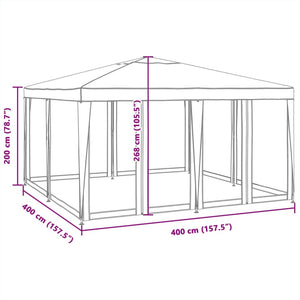 vidaXL Party Tent with 8 Mesh Sidewalls White 4x4 m HDPE