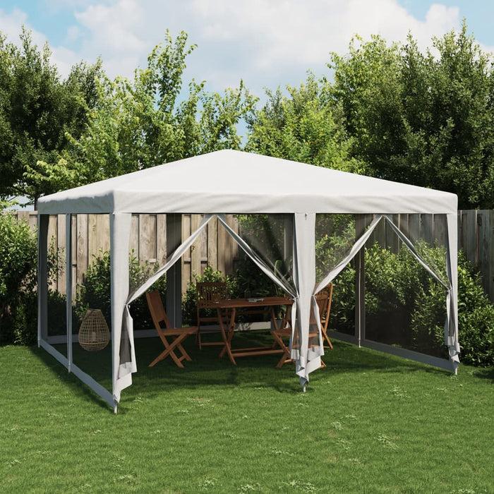 vidaXL Party Tent with 8 Mesh Sidewalls White 4x4 m HDPE