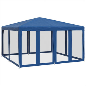 vidaXL Party Tent with 8 Mesh Sidewalls Blue 4x4 m HDPE