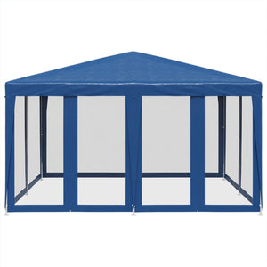 vidaXL Party Tent with 8 Mesh Sidewalls Blue 4x4 m HDPE