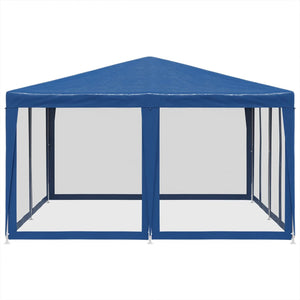 vidaXL Party Tent with 8 Mesh Sidewalls Blue 4x4 m HDPE