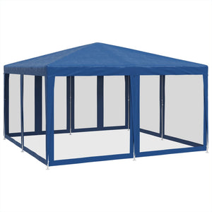 vidaXL Party Tent with 8 Mesh Sidewalls Blue 4x4 m HDPE