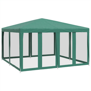 vidaXL Party Tent with 8 Mesh Sidewalls Green 4x4 m HDPE