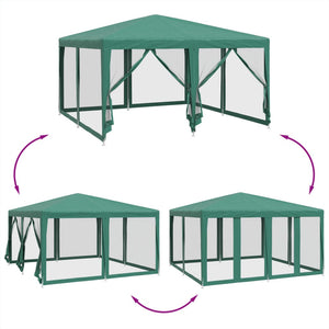 vidaXL Party Tent with 8 Mesh Sidewalls Green 4x4 m HDPE