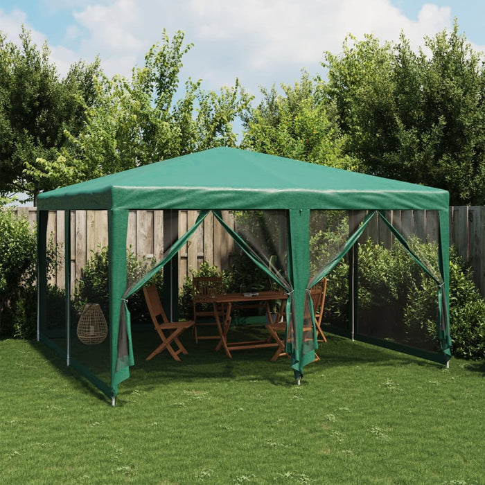 vidaXL Party Tent with 8 Mesh Sidewalls Green 4x4 m HDPE