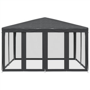 vidaXL Party Tent with 8 Mesh Sidewalls Anthracite 4x4 m HDPE