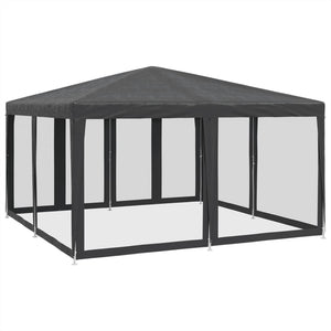 vidaXL Party Tent with 8 Mesh Sidewalls Anthracite 4x4 m HDPE