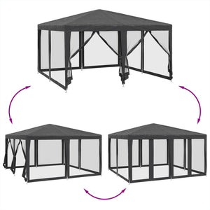 vidaXL Party Tent with 8 Mesh Sidewalls Anthracite 4x4 m HDPE