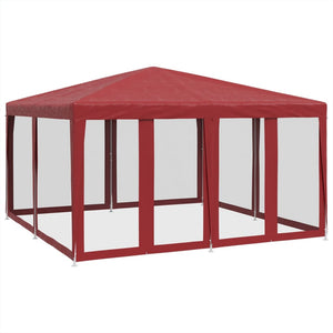 vidaXL Party Tent with 8 Mesh Sidewalls Red 4x4 m HDPE