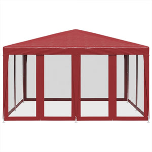 vidaXL Party Tent with 8 Mesh Sidewalls Red 4x4 m HDPE