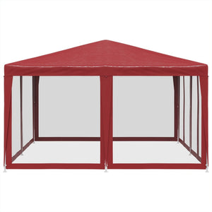 vidaXL Party Tent with 8 Mesh Sidewalls Red 4x4 m HDPE