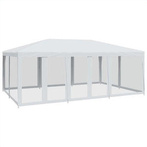 vidaXL Party Tent with 10 Mesh Sidewalls White 6x4 m HDPE