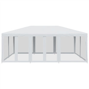 vidaXL Party Tent with 10 Mesh Sidewalls White 6x4 m HDPE