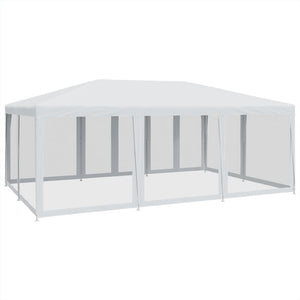 vidaXL Party Tent with 10 Mesh Sidewalls White 6x4 m HDPE