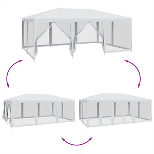 vidaXL Party Tent with 10 Mesh Sidewalls White 6x4 m HDPE