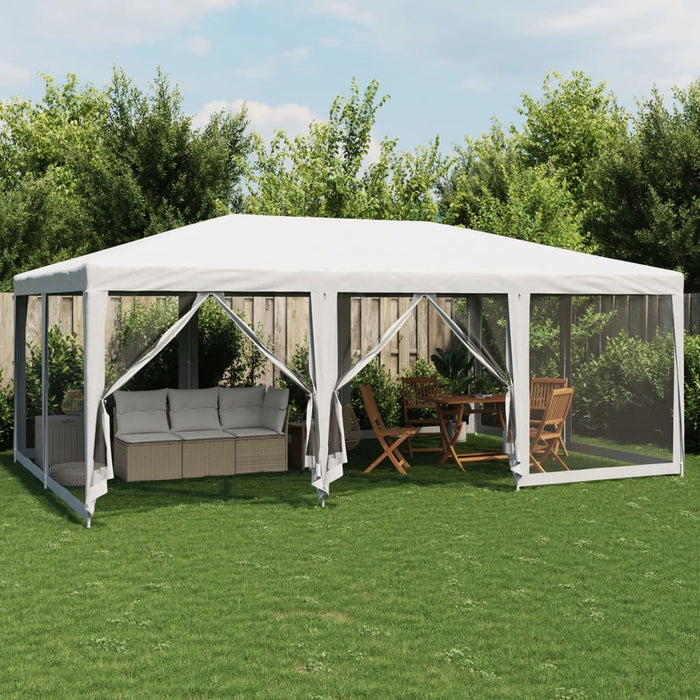 vidaXL Party Tent with 10 Mesh Sidewalls White 6x4 m HDPE