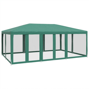 vidaXL Party Tent with 10 Mesh Sidewalls Green 6x4 m HDPE