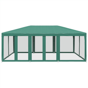 vidaXL Party Tent with 10 Mesh Sidewalls Green 6x4 m HDPE