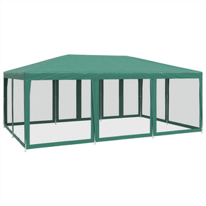 vidaXL Party Tent with 10 Mesh Sidewalls Green 6x4 m HDPE