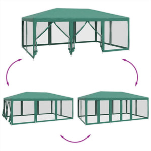 vidaXL Party Tent with 10 Mesh Sidewalls Green 6x4 m HDPE