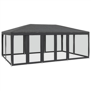 vidaXL Party Tent with 10 Mesh Sidewalls Anthracite 6x4 m HDPE