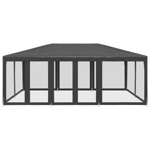 vidaXL Party Tent with 10 Mesh Sidewalls Anthracite 6x4 m HDPE