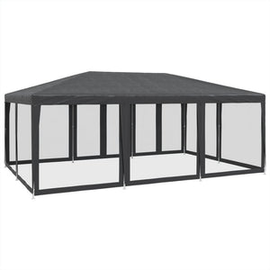 vidaXL Party Tent with 10 Mesh Sidewalls Anthracite 6x4 m HDPE