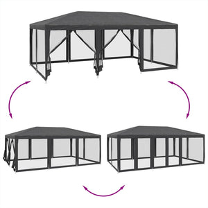 vidaXL Party Tent with 10 Mesh Sidewalls Anthracite 6x4 m HDPE