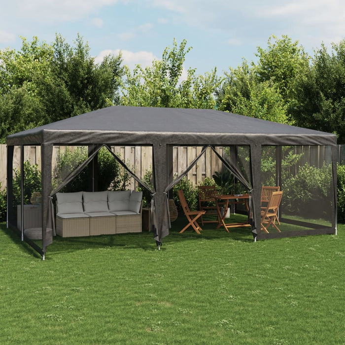 vidaXL Party Tent with 10 Mesh Sidewalls Anthracite 6x4 m HDPE