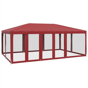 vidaXL Party Tent with 10 Mesh Sidewalls Red 6x4 m HDPE