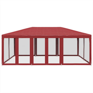 vidaXL Party Tent with 10 Mesh Sidewalls Red 6x4 m HDPE