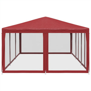 vidaXL Party Tent with 10 Mesh Sidewalls Red 6x4 m HDPE