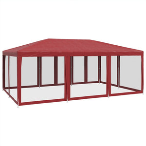 vidaXL Party Tent with 10 Mesh Sidewalls Red 6x4 m HDPE