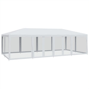 vidaXL Party Tent with 12 Mesh Sidewalls White 8x4 m HDPE