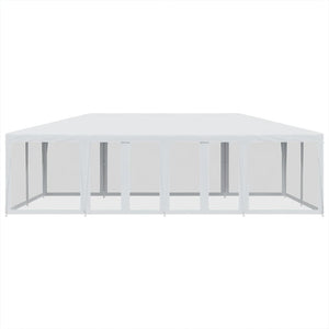 vidaXL Party Tent with 12 Mesh Sidewalls White 8x4 m HDPE