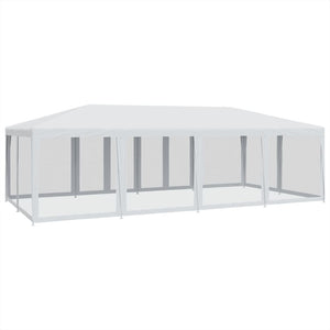 vidaXL Party Tent with 12 Mesh Sidewalls White 8x4 m HDPE