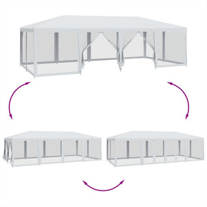 vidaXL Party Tent with 12 Mesh Sidewalls White 8x4 m HDPE