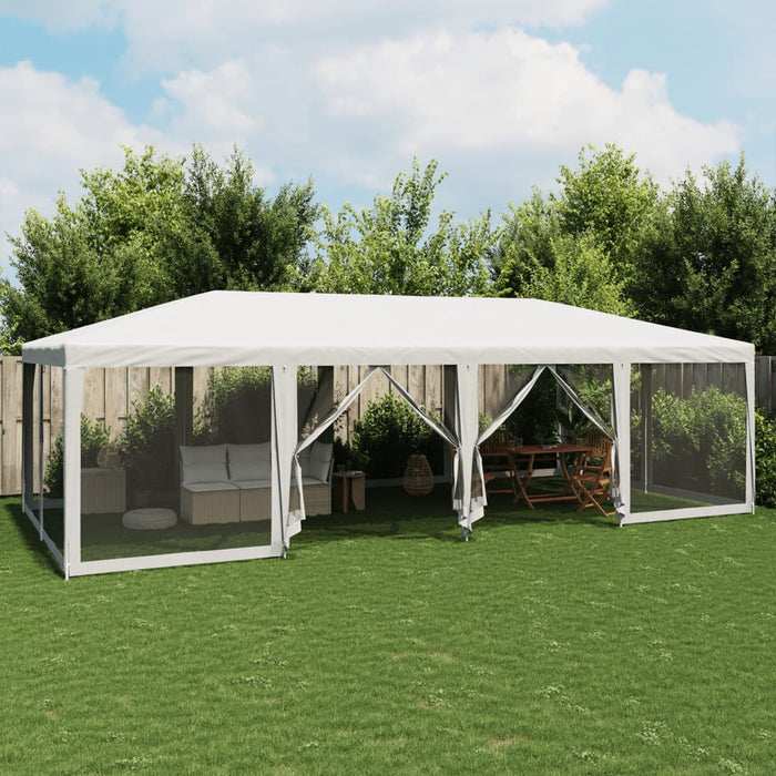 vidaXL Party Tent with 12 Mesh Sidewalls White 8x4 m HDPE