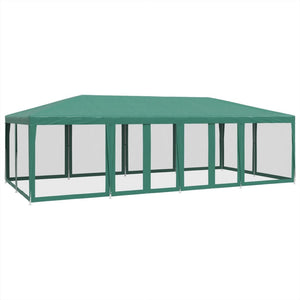 vidaXL Party Tent with 12 Mesh Sidewalls Green 8x4 m HDPE