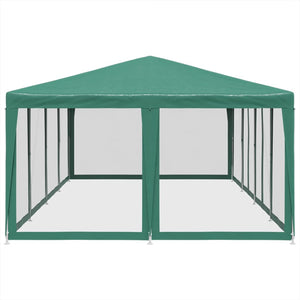 vidaXL Party Tent with 12 Mesh Sidewalls Green 8x4 m HDPE