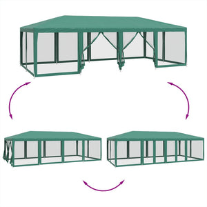 vidaXL Party Tent with 12 Mesh Sidewalls Green 8x4 m HDPE