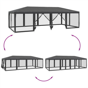 vidaXL Party Tent with 12 Mesh Sidewalls Anthracite 8x4 m HDPE