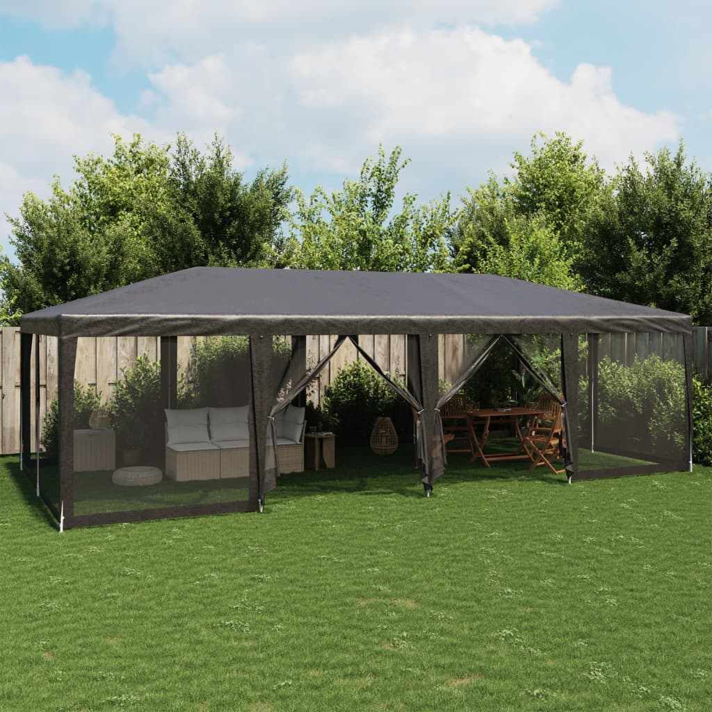 vidaXL Party Tent with 12 Mesh Sidewalls Anthracite 8x4 m HDPE