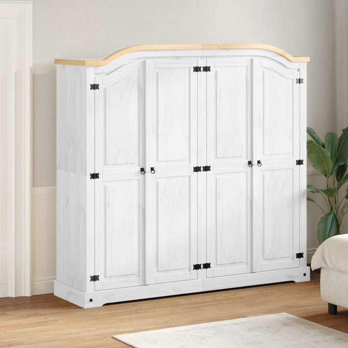 vidaXL Wardrobe Corona White 194x52x186 cm Solid Wood Pine