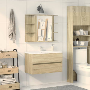 vidaXL Bathroom Mirror Cabinet Sonoma Oak 80x20.5x64 cm Engineered Wood